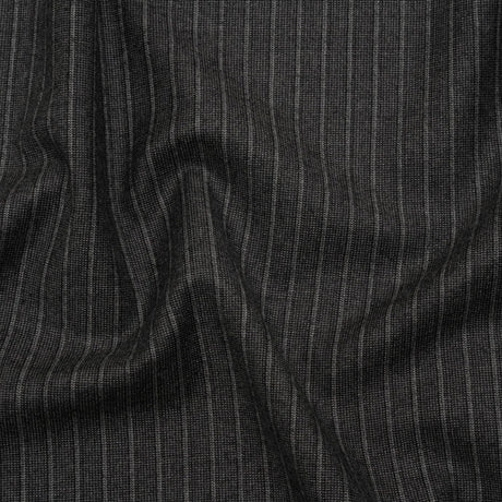 Super 140 Wool Suiting Made in Italy - Gray Stripes - Deadstock