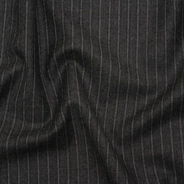 Super 140 Wool Suiting Made in Italy - Gray Stripes - Deadstock
