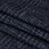 Alpaca and Wool Blend Felted Coating Made in Italy - Blue and Gray Tweedy Plaid - Deadstock