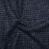 Alpaca and Wool Blend Felted Coating Made in Italy - Blue and Gray Tweedy Plaid - Deadstock