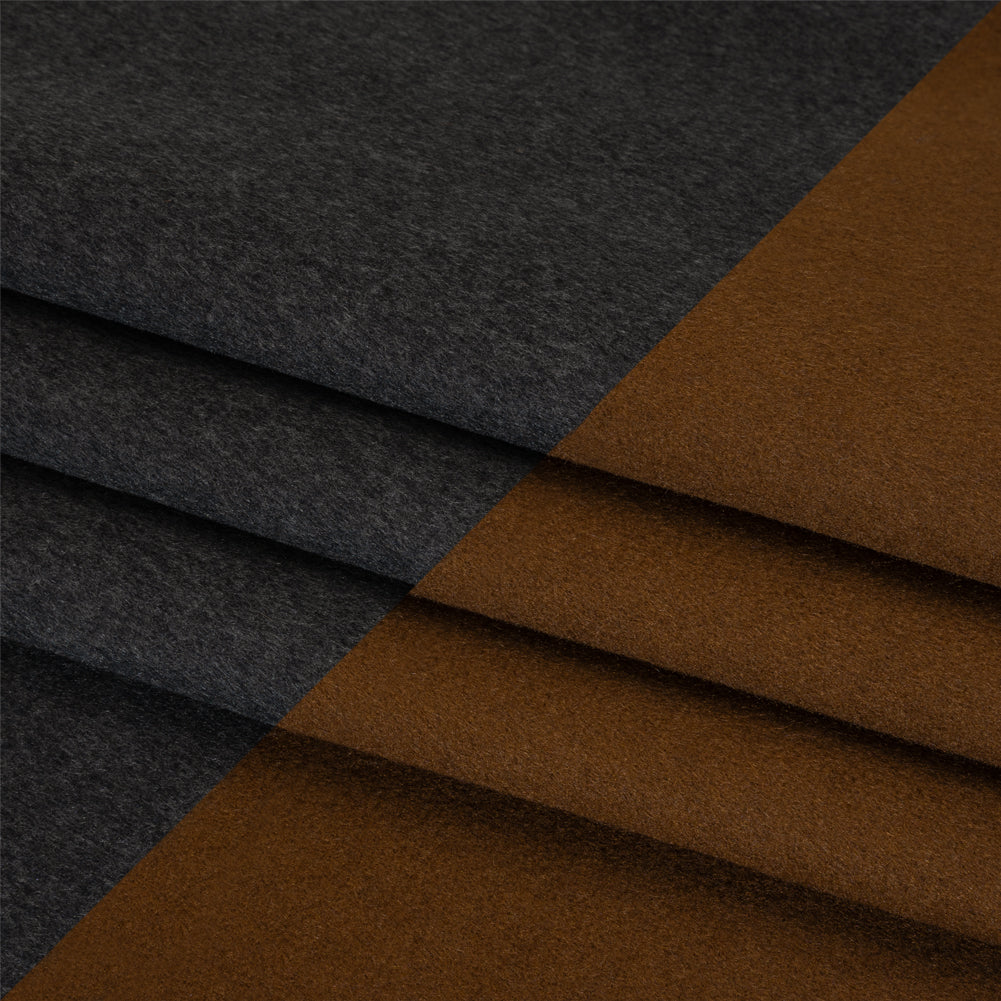 Cashmere Double Cloth Coating Made in Italy - Charcoal Gray and Brown - Deadstock