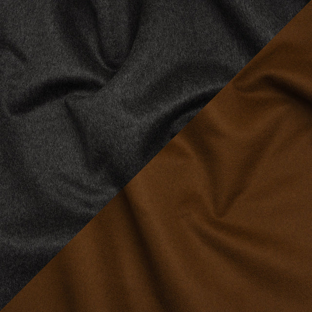 Cashmere Double Cloth Coating Made in Italy - Charcoal Gray and Brown - Deadstock