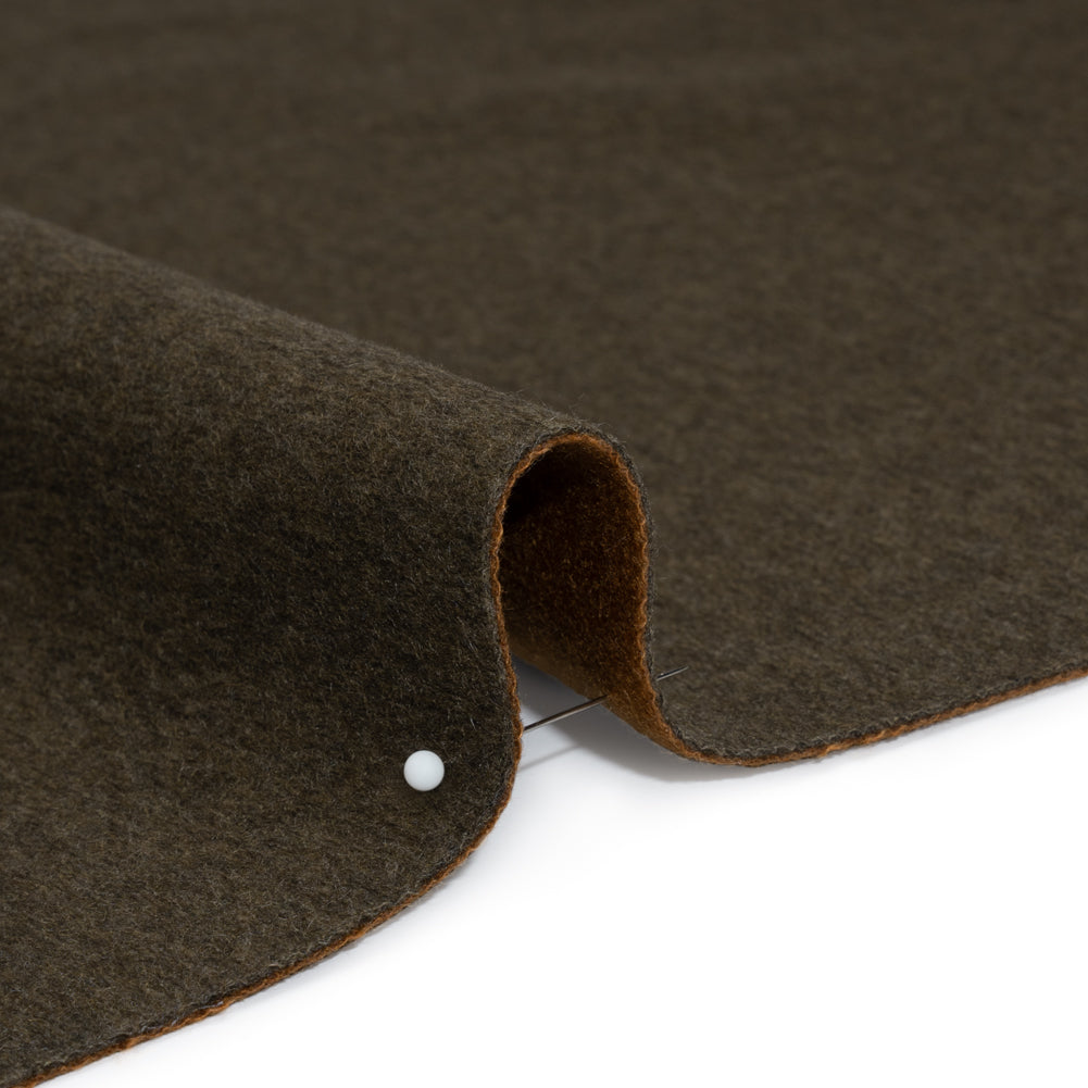 Cashmere Double Cloth Coating Made in Italy - Brown Olive and Adobe Brown - Deadstock