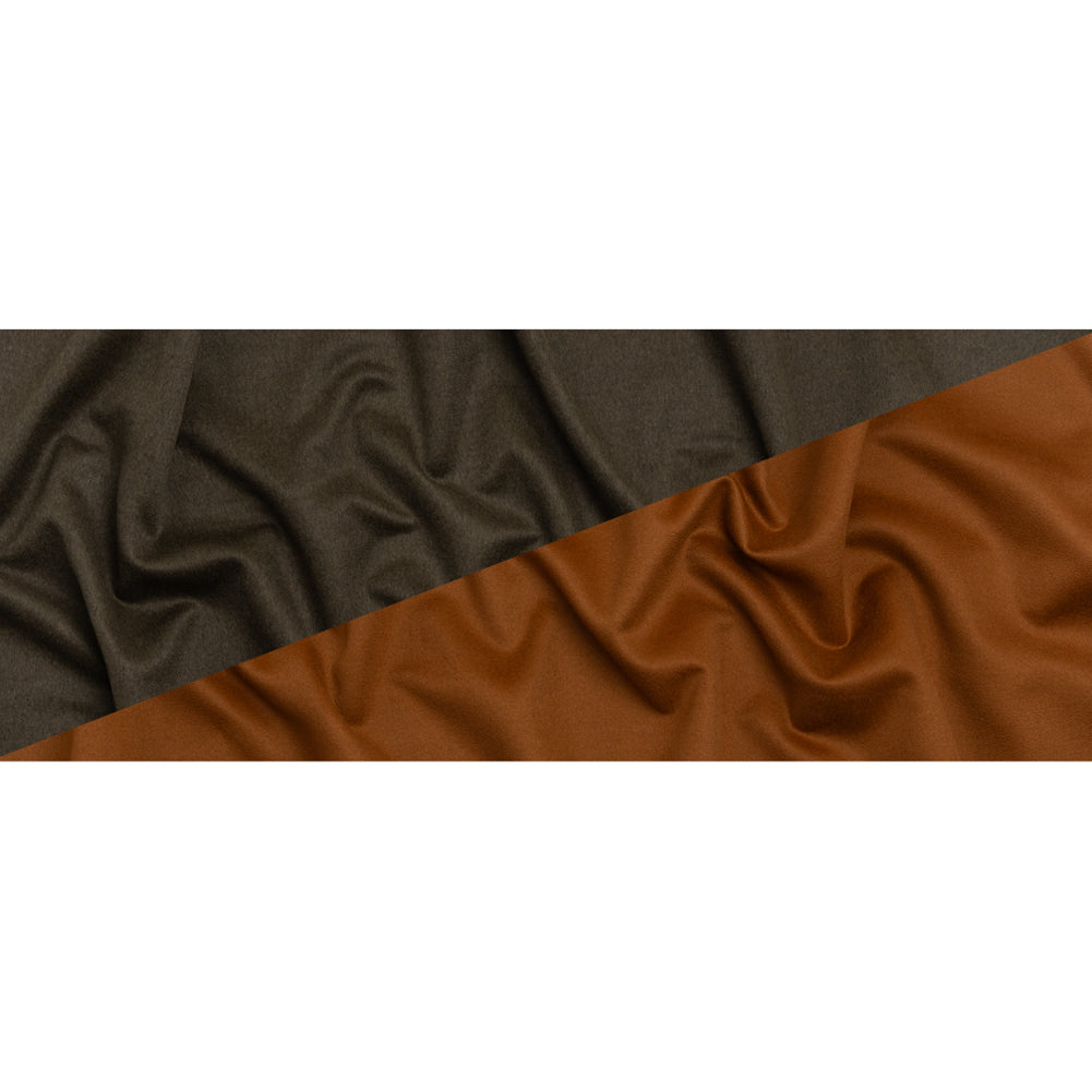 Cashmere Double Cloth Coating Made in Italy - Brown Olive and Adobe Brown - Deadstock