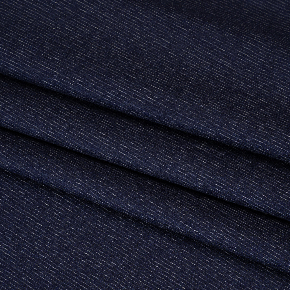 Super 120 Wool Suiting Made in Italy - Blue and White Hairline Stripes - Deadstock
