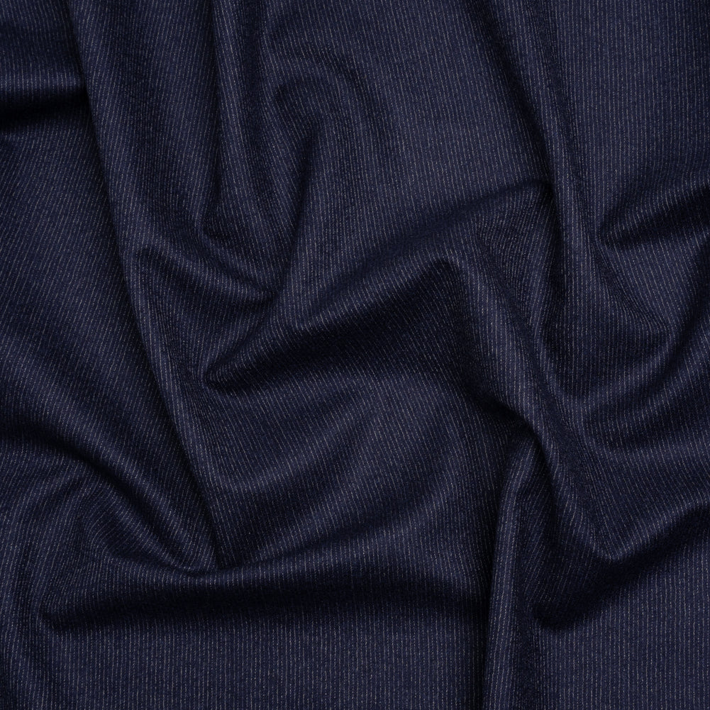 Super 120 Wool Suiting Made in Italy - Blue and White Hairline Stripes - Deadstock