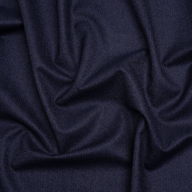 Super 120 Wool Suiting Made in Italy - Blue and White Hairline Stripes - Deadstock