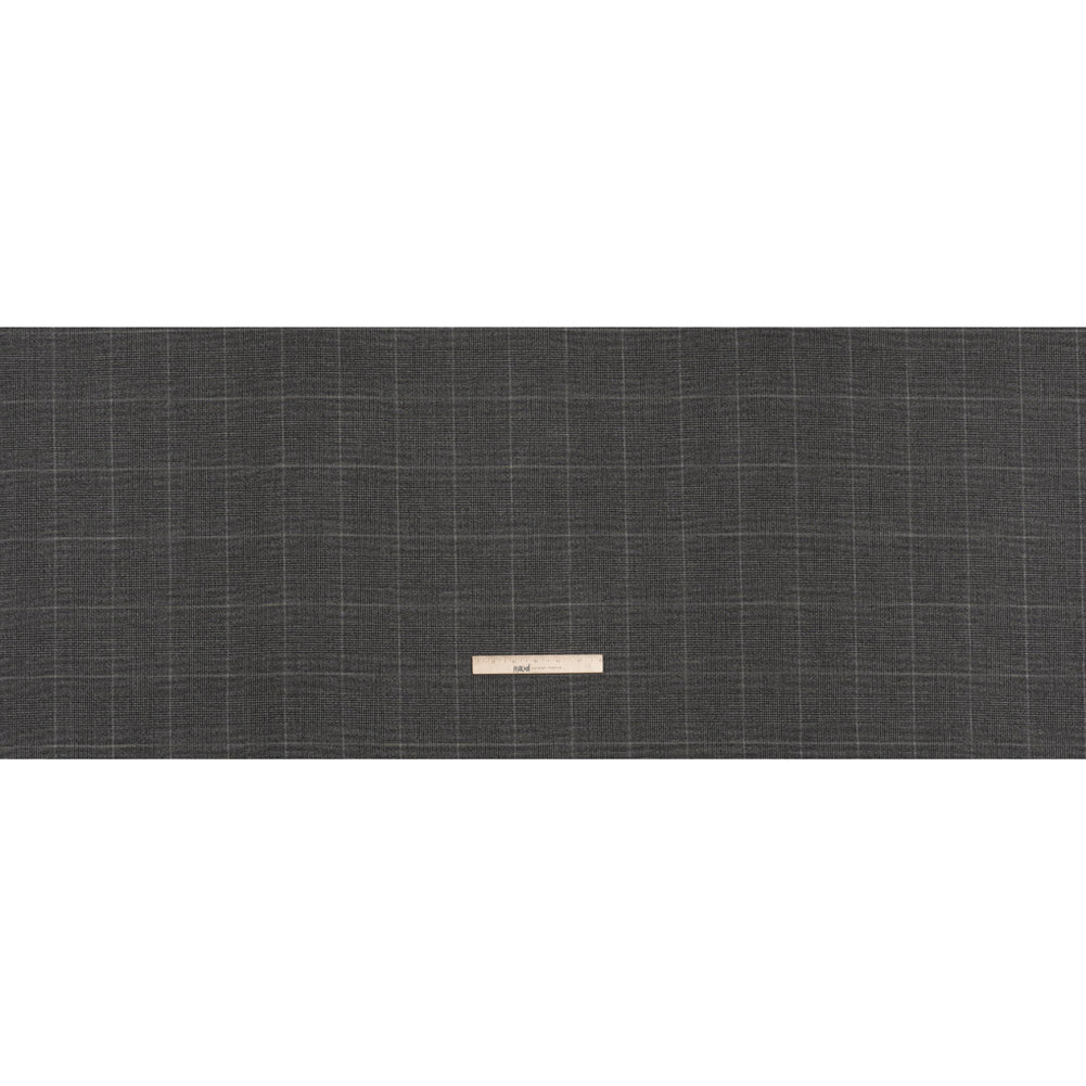 Super 130 Wool Suiting Made in Italy - Black and White Glen Plaid - Deadstock