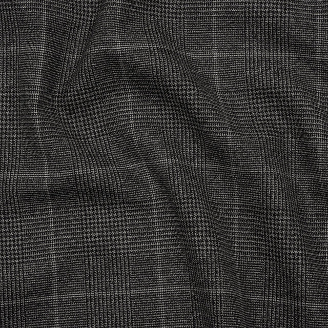 Super 130 Wool Suiting Made in Italy - Black and White Glen Plaid - Deadstock