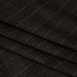 Wool and Silk Tweedy Lightweight Coating Made in Italy - Black, Gray and Burnt Orange Plaid - Deadstock