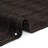 Wool and Silk Tweedy Lightweight Coating Made in Italy - Black, Gray and Burnt Orange Plaid - Deadstock