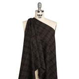 Wool and Silk Tweedy Lightweight Coating Made in Italy - Black, Gray and Burnt Orange Plaid - Deadstock