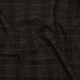 Wool and Silk Tweedy Lightweight Coating Made in Italy - Black, Gray and Burnt Orange Plaid - Deadstock
