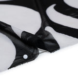 Stretch Polyester Mesh Print - Ivory and Black Abstract - Designer Deadstock