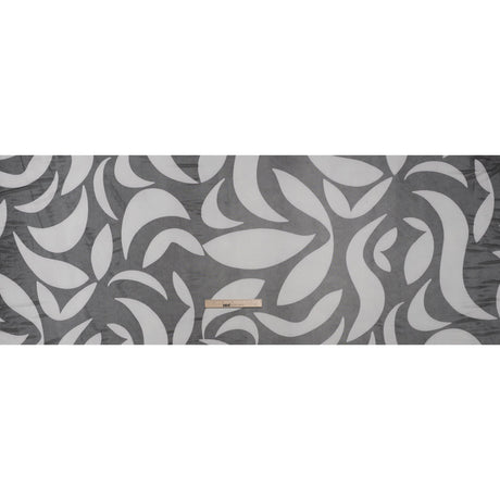 Stretch Polyester Mesh Print - Ivory and Black Abstract - Designer Deadstock
