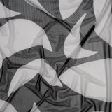 Stretch Polyester Mesh Print - Ivory and Black Abstract - Designer Deadstock