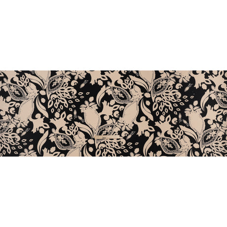 Polyester Crepe Print - Black and Beige Paisley - Designer Deadstock
