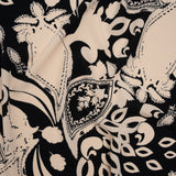 Polyester Crepe Print - Black and Beige Paisley - Designer Deadstock