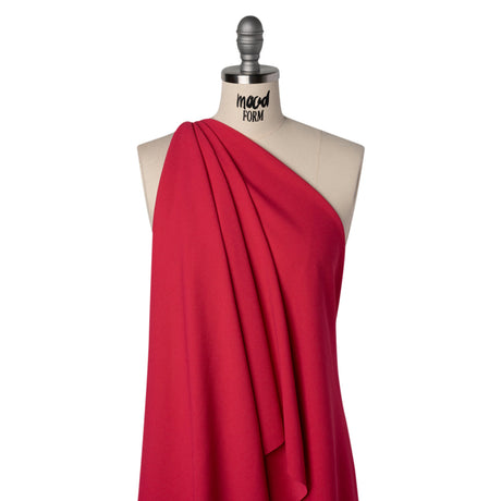 Stretch Polyester Crepe Double Knit - Raspberry - Designer Deadstock