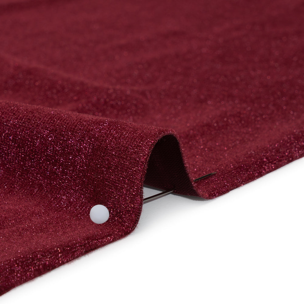Stretch Polyester Velour - Burgundy - Designer Deadstock
