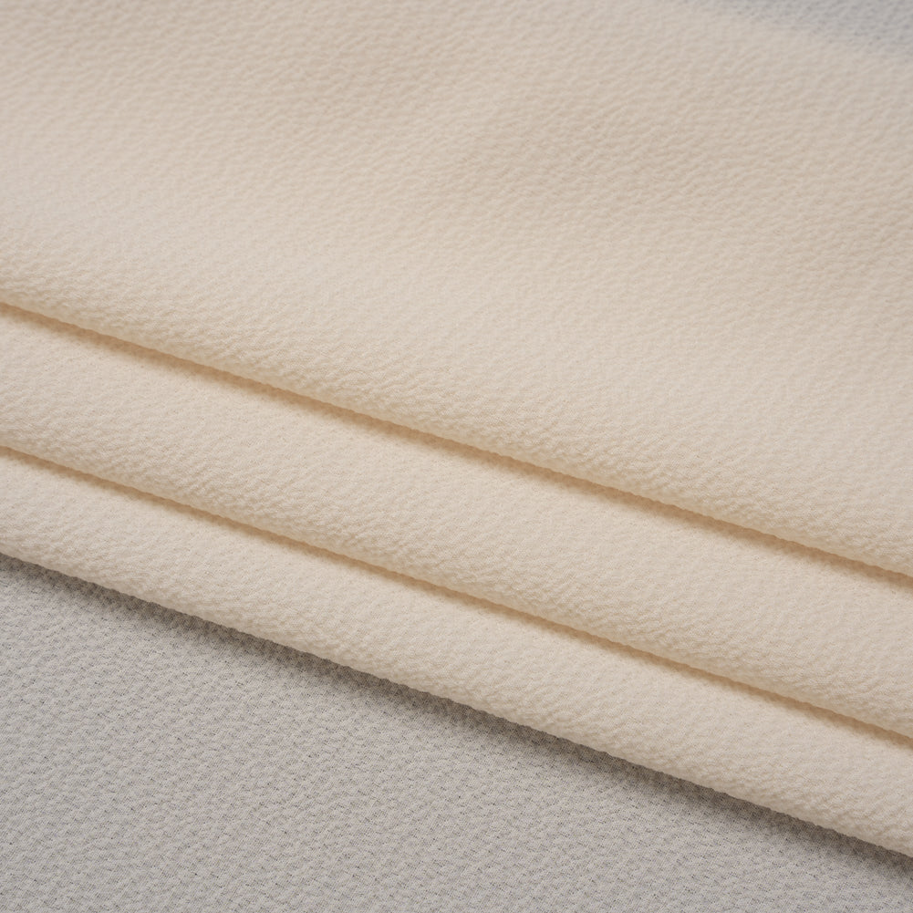 Puckered Lightweight Polyester Crepe - Light Beige - Designer Deadstock