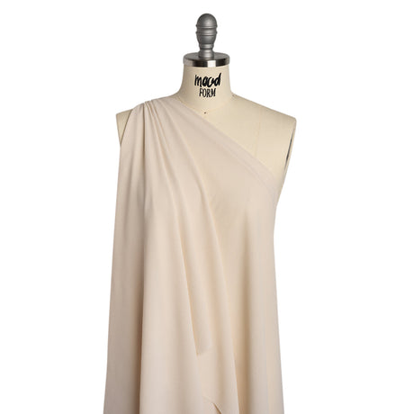 Puckered Lightweight Polyester Crepe - Light Beige - Designer Deadstock