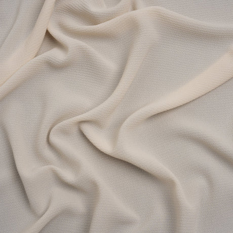 Puckered Lightweight Polyester Crepe - Light Beige - Designer Deadstock