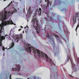 Polyester Satin-Striped Dobby with Metallic Pinstripes - Lavender, Sky Blue and Rose Abstract Florals - Designer Deadstock