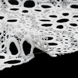 Polyester Guipure Lace with Finished Edge - White Dots and Daisies - Designer Deadstock