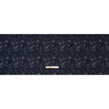 Puckered Polyester Jacquard Knit - Navy and Ivory Floral - Designer Deadstock