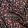 Polyester Chiffon with Metallic Gold Pinstripes - Black, Brown and Pink Abstract Spots - Designer Deadstock