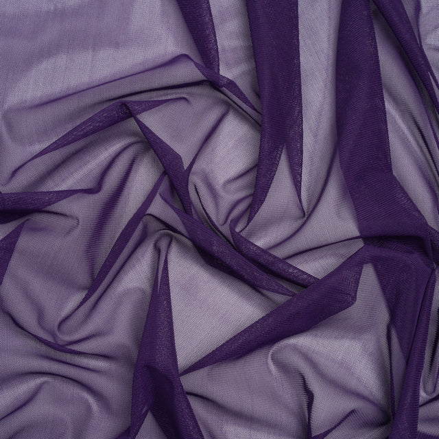 Polyester Stretch Mesh - Aubergine Purple - Designer Deadstock