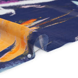 Stretch Polyester Mesh Print - Navy, Plum and Orange Painterly Floral - Designer Deadstock