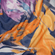 Stretch Polyester Mesh Print - Navy, Plum and Orange Painterly Floral - Designer Deadstock