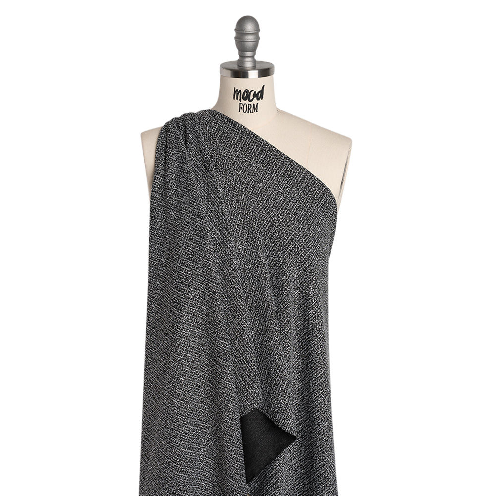 Stretch Polyester Jacquard Knit - Black and White Abstract - Designer Deadstock