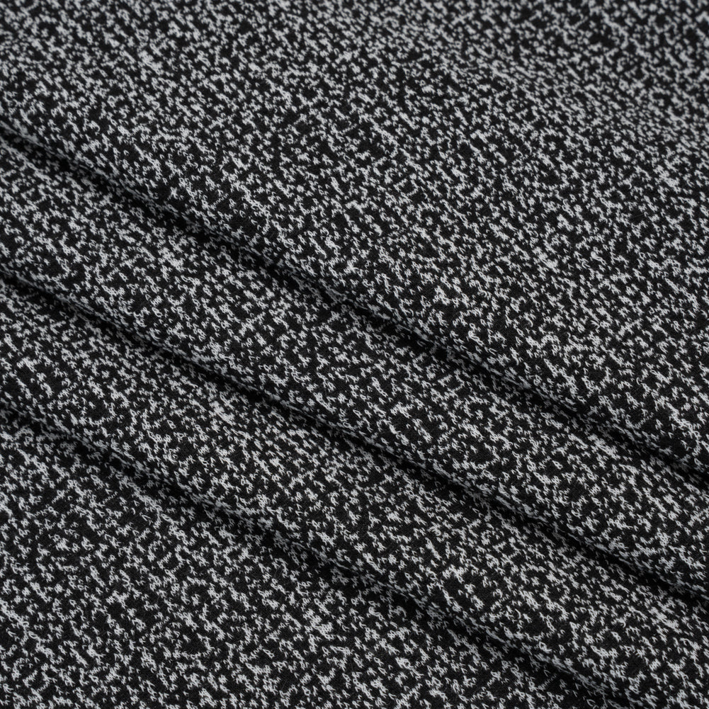 Stretch Polyester Jacquard Knit - Black and White Abstract - Designer Deadstock