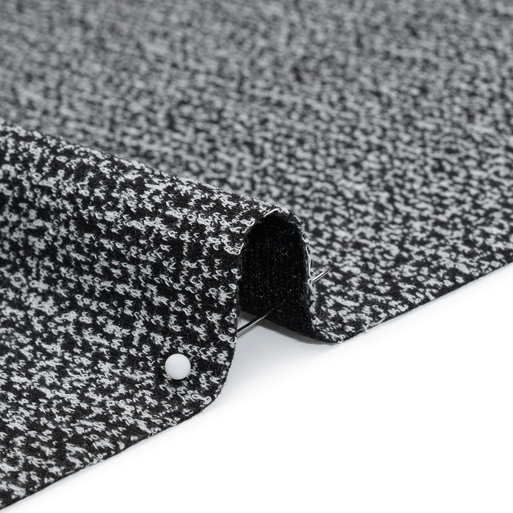 Stretch Polyester Jacquard Knit - Black and White Abstract - Designer Deadstock