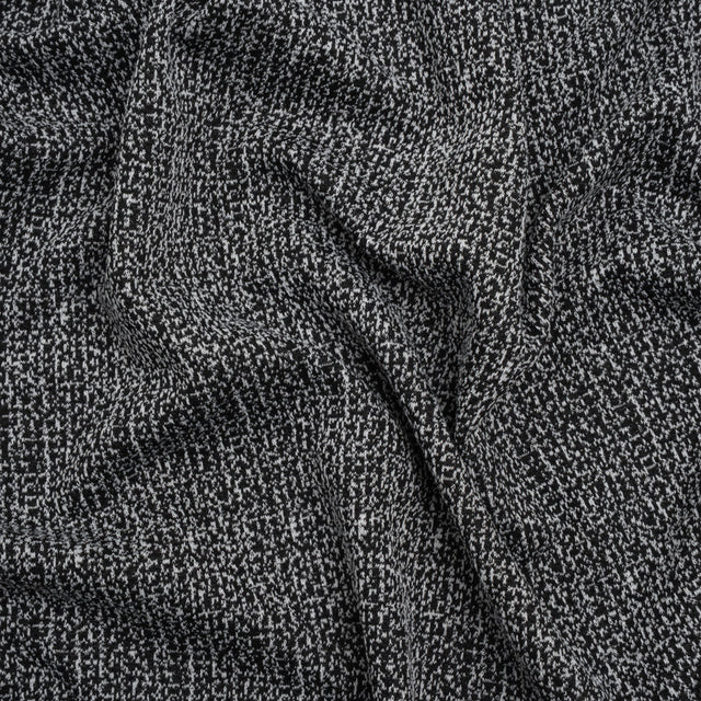 Stretch Polyester Jacquard Knit - Black and White Abstract - Designer Deadstock