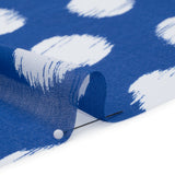 Polyester Chiffon - Cobalt Blue and White Brushed Polka Dots - Designer Deadstock