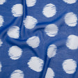 Polyester Chiffon - Cobalt Blue and White Brushed Polka Dots - Designer Deadstock