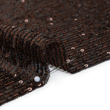 Baby Sequins on Stretch Polyester Mesh - Chocolate Brown Stripes - Designer Deadstock