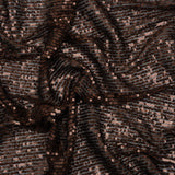 Baby Sequins on Stretch Polyester Mesh - Chocolate Brown Stripes - Designer Deadstock