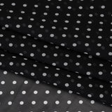 Polyester Chiffon Print - Black and White Polka Dots and Striped Border - Designer Deadstock