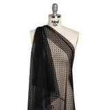 Polyester Tulle with Flocked Polka Dots - Black - Designer Deadstock