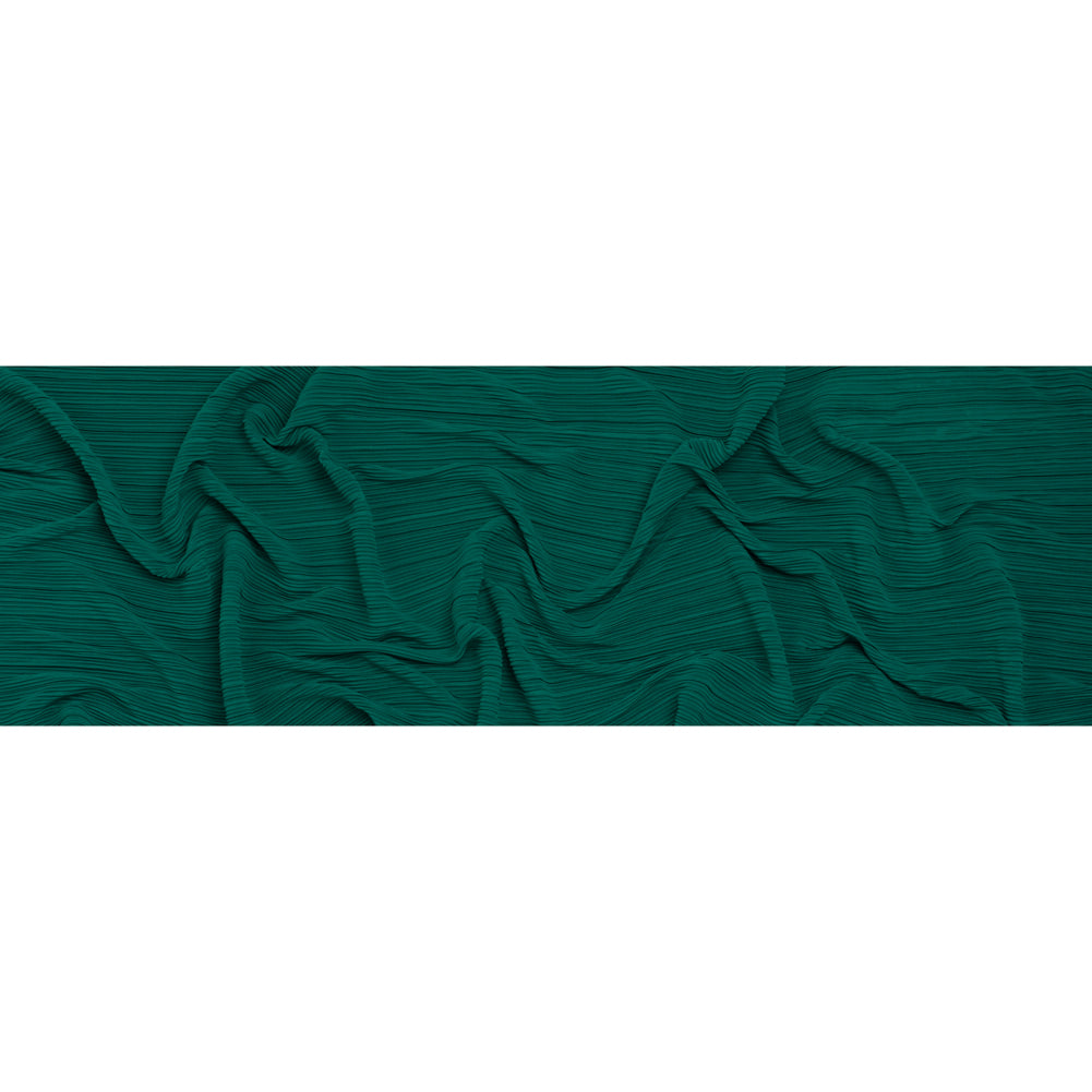 Fine Pleated Polyester Interlock Knit - Teal - Designer Deadstock
