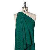 Fine Pleated Polyester Interlock Knit - Teal - Designer Deadstock