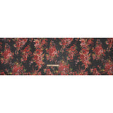Crinkled Polyester Chiffon Print - Red, Green and Black Floral - Designer Deadstock