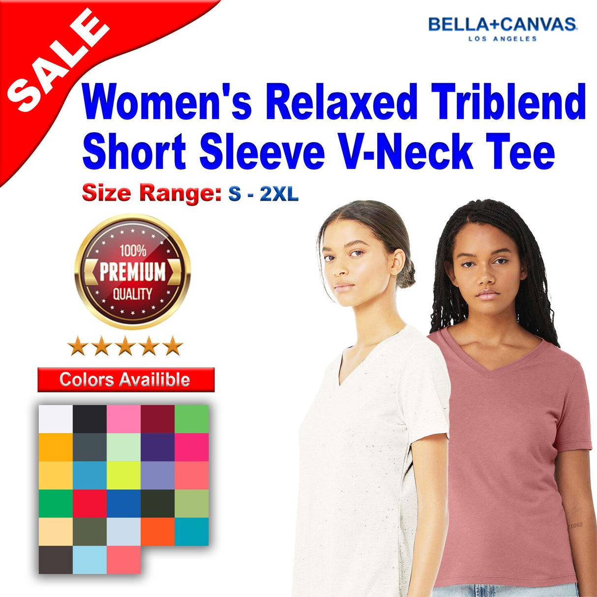 BELLA + CANVAS® Women's Relaxed Triblend Short Sleeve V-Neck Tee