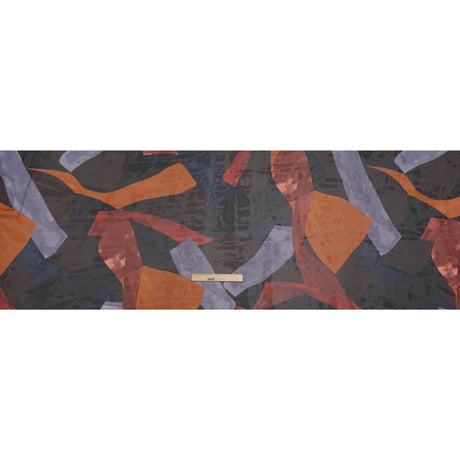 Polyester Chiffon Print - Burnt Orange, Brown and Dusty Lavender Abstract - Designer Deadstock