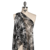 Stretch Nylon Mesh - Black and White Palm Leaves - Designer Deadstock